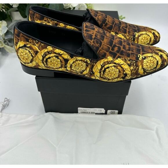 Men\'s Versace BAROCCO print silk loafers\'s size 45 made in Italy main image 5